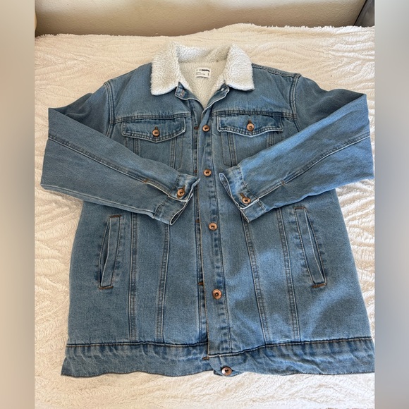 Ci Sono Blue Denim Jacket with White Sherpa Collar - Picture 1 of 4
